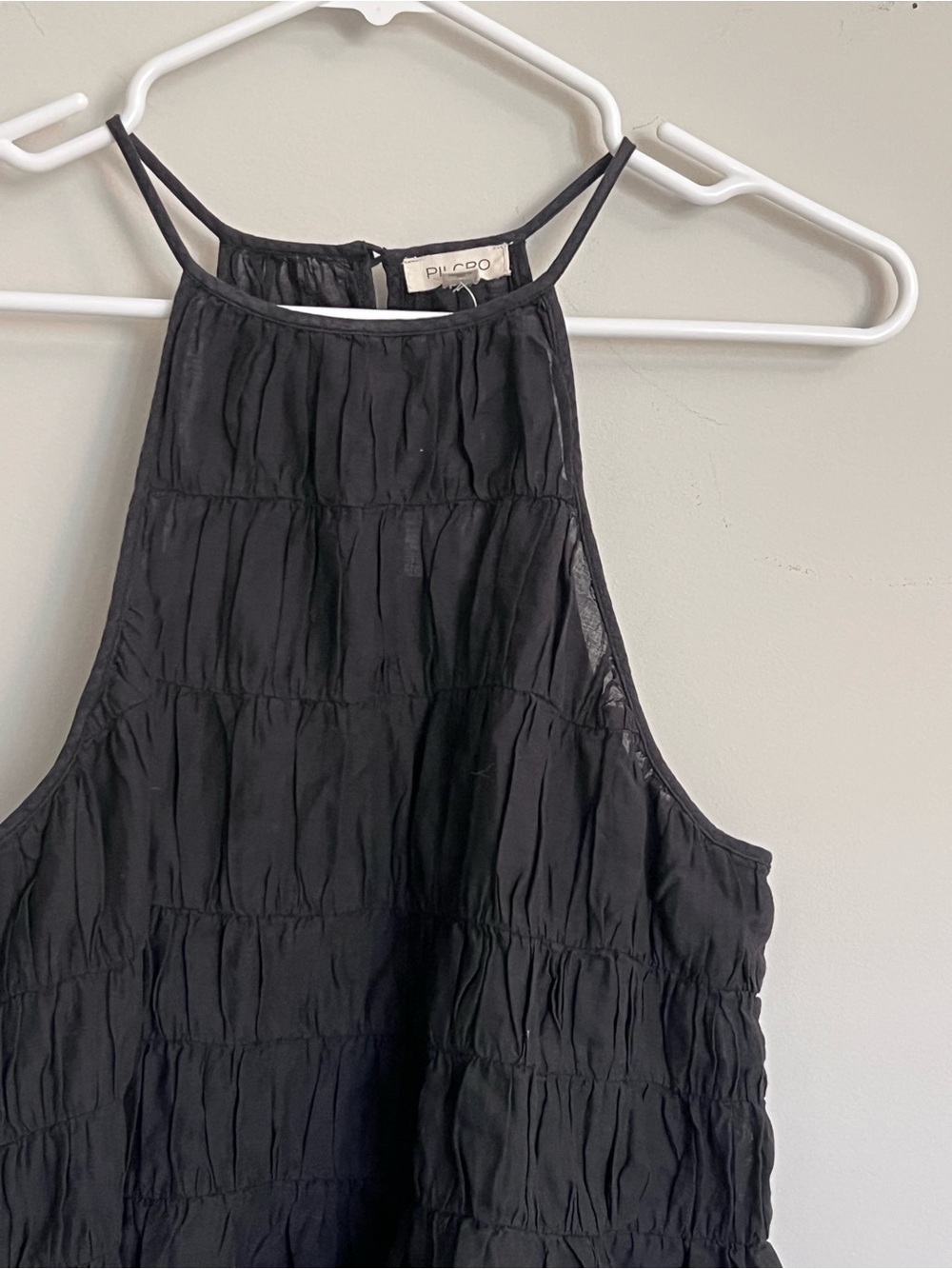 Pilcro Black Crinkled Halter Camisole